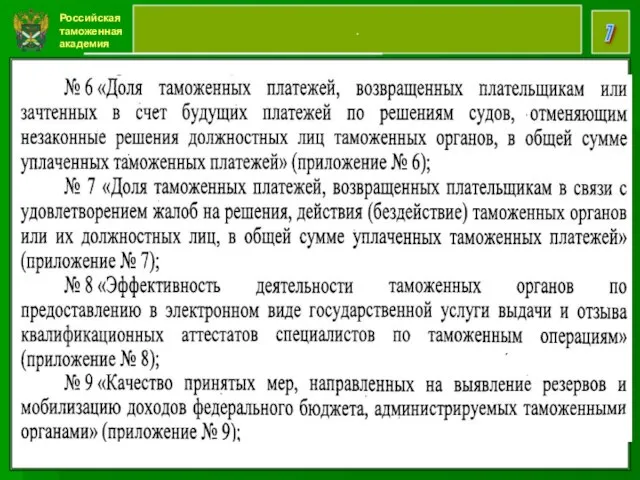 Российская таможенная академия 7 . [