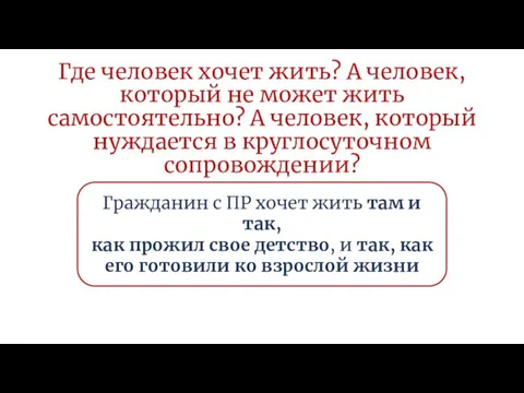 Где человек хочет жить? А человек, который не может жить самостоятельно?