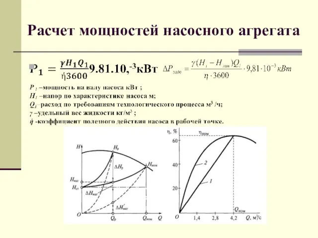 Расчет мощностей насосного агрегата