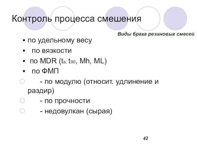 Контроль процесса смешения по удельному весу по вязкости по MDR (ts,