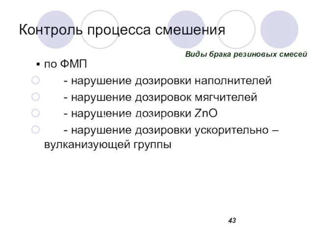 Контроль процесса смешения по ФМП - нарушение дозировки наполнителей - нарушение