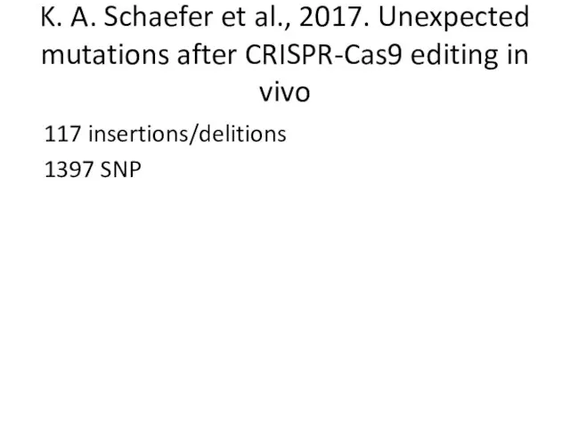 K. A. Schaefer et al., 2017. Unexpected mutations after CRISPR-Cas9 editing