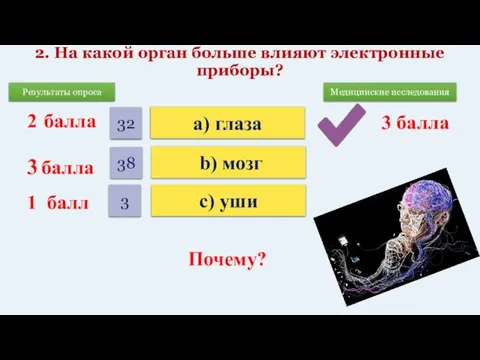 2. На какой орган больше влияют электронные приборы? 3 балла 2