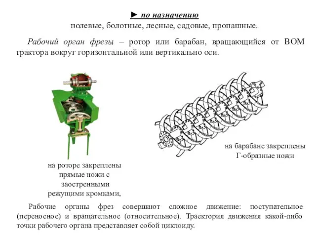 Рабочий орган фрезы – ротор или барабан, вращающийся от ВОМ трактора