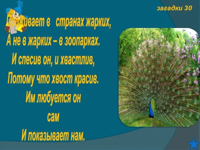 загадки 30 Проживает в странах жарких, А не в жарких –