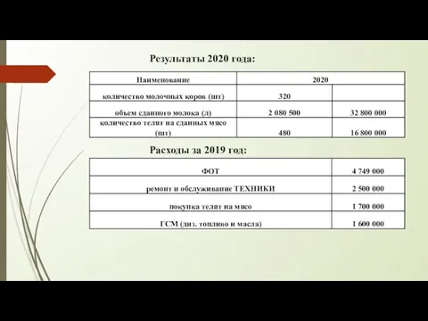 Результаты 2020 года: Расходы за 2019 год: