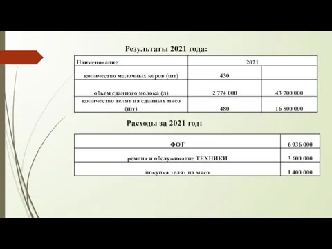 Результаты 2021 года: Расходы за 2021 год: