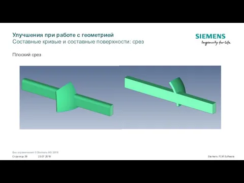 Улучшения при работе с геометрией Составные кривые и составные поверхности: срез Плоский срез