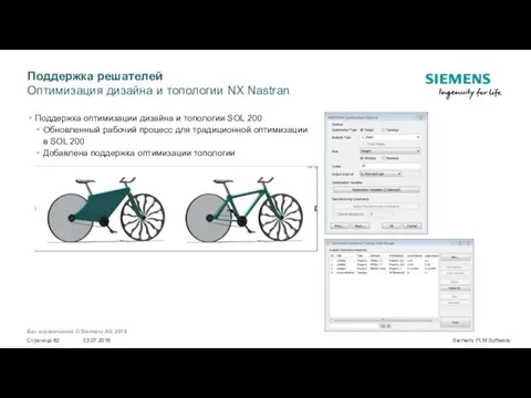 Поддержка решателей Оптимизация дизайна и топологии NX Nastran Поддержка оптимизации дизайна