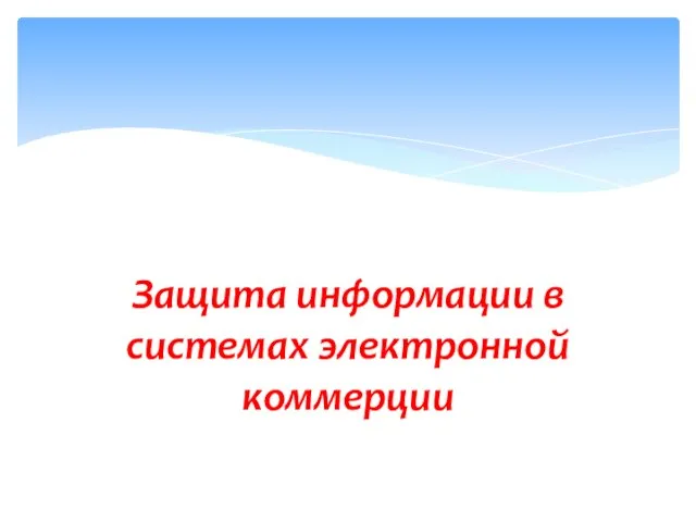 Защита информации в системах электронной коммерции