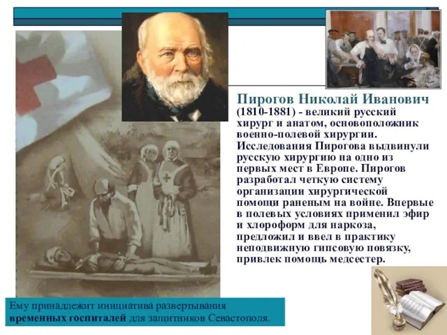 Пирогов Николай Иванович (1810-1881) - великий русский хирург и анатом, основоположник