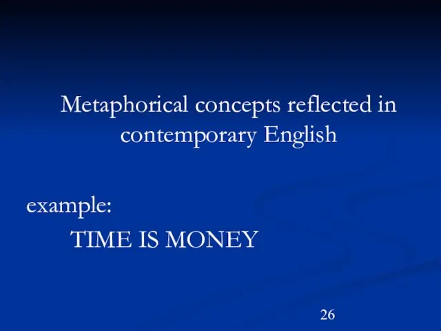 Metaphorical concepts reflected in contemporary English example: TIME IS MONEY