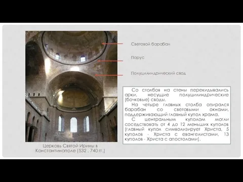 Церковь Святой Ирины в Константинополе (532 , 740 гг.) Световой барабан