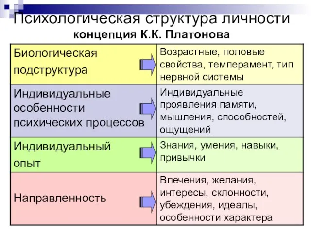 Психологическая структура личности концепция К.К. Платонова