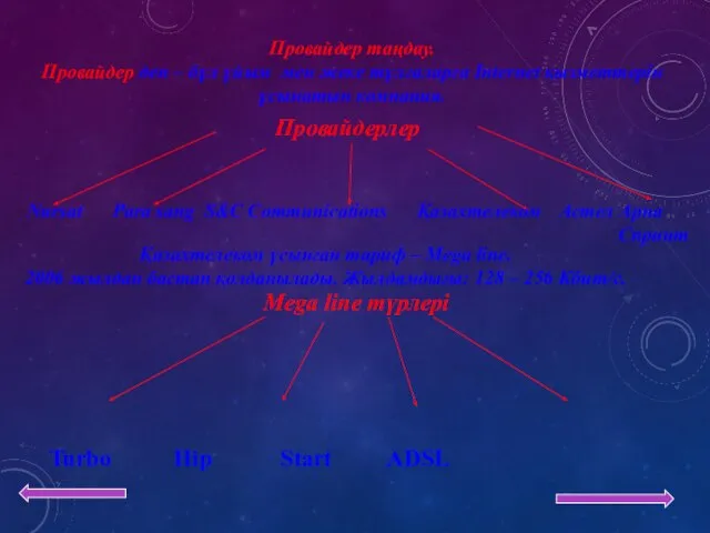 Провайдер таңдау. Провайдер деп – бұл ұйым мен жеке тұлғаларға Internet