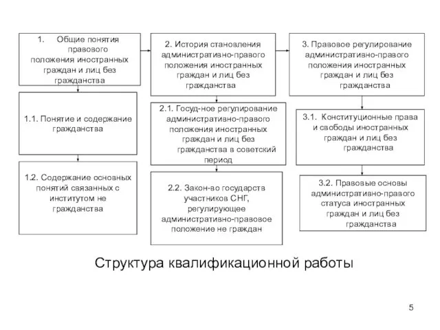 Структура квалификационной работы Общие понятия правового положения иностранных граждан и лиц