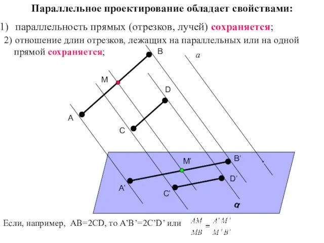 2) отношение длин отрезков, лежащих на параллельных или на одной прямой