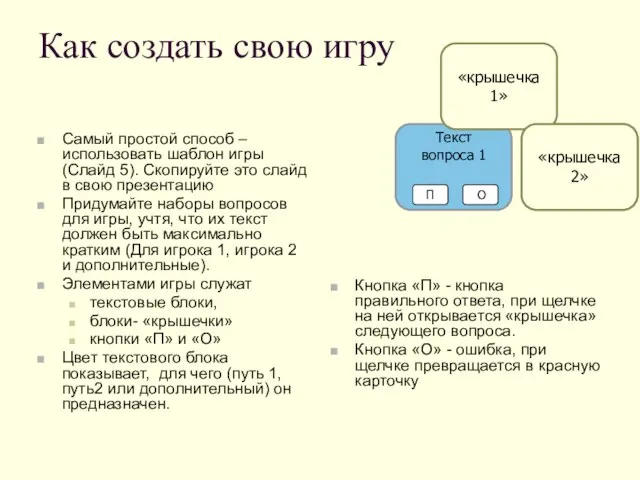 Текст вопроса 2 Как создать свою игру Самый простой способ –