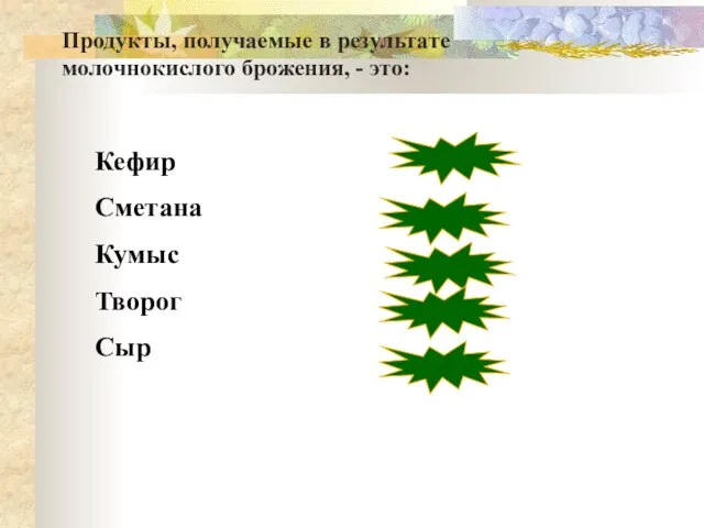 Кефир Сметана Кумыс Творог Сыр неверно верно неверно верно верно Продукты,