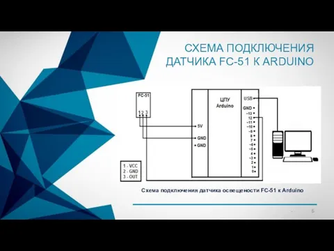 СХЕМА ПОДКЛЮЧЕНИЯ ДАТЧИКА FC-51 К ARDUINO Схема подключения датчика освещености FC-51 к Arduino