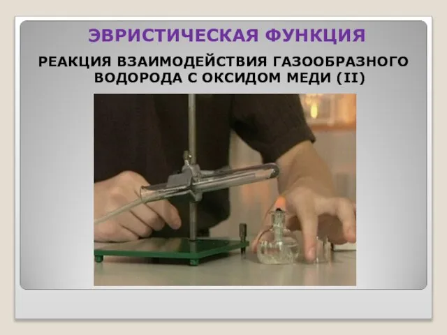 РЕАКЦИЯ ВЗАИМОДЕЙСТВИЯ ГАЗООБРАЗНОГО ВОДОРОДА С ОКСИДОМ МЕДИ (II) ЭВРИСТИЧЕСКАЯ ФУНКЦИЯ