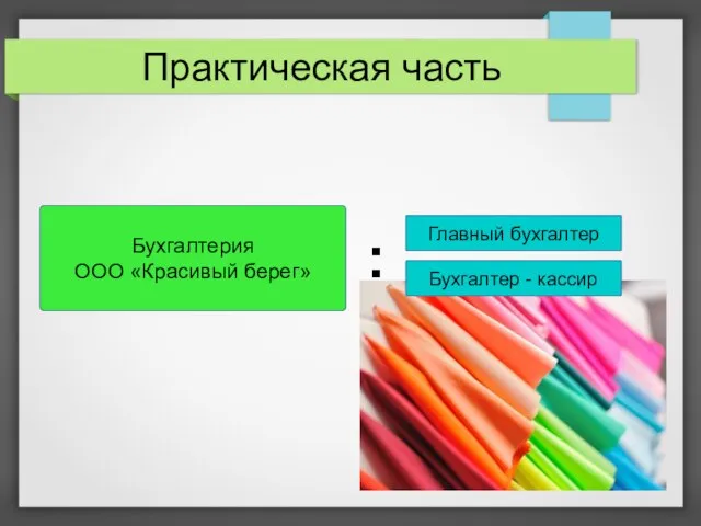 Практическая часть Бухгалтерия ООО «Красивый берег» : Главный бухгалтер Бухгалтер - кассир