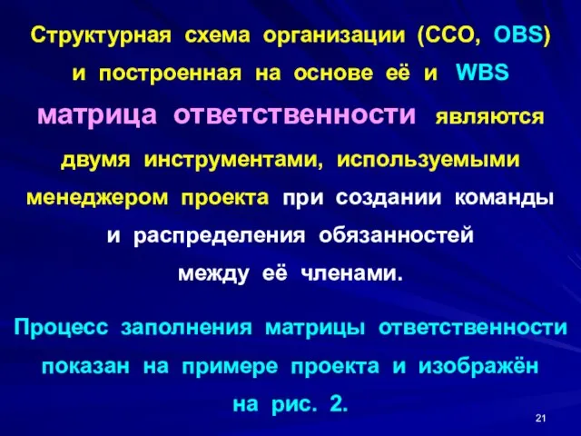 Структурная схема организации (ССО, OBS) и построенная на основе её и