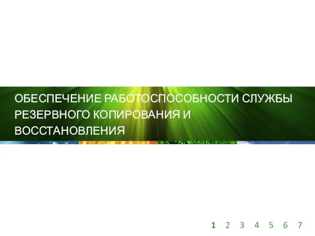 ОБЕСПЕЧЕНИЕ РАБОТОСПОСОБНОСТИ СЛУЖБЫ РЕЗЕРВНОГО КОПИРОВАНИЯ И ВОССТАНОВЛЕНИЯ