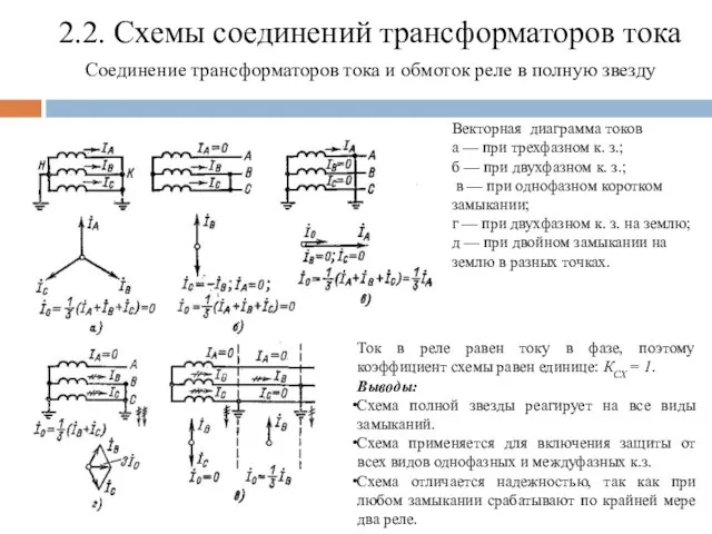 2.2. Схемы соединений трансформаторов тока Соединение трансформаторов тока и обмоток реле