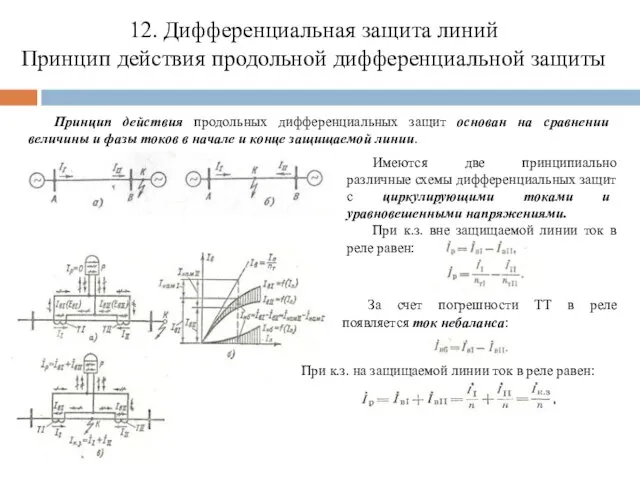 12. Дифференциальная защита линий Принцип действия продольной дифференциальной защиты Принцип действия