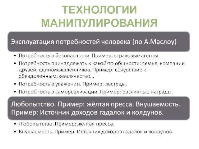 ТЕХНОЛОГИИ МАНИПУЛИРОВАНИЯ