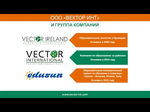 www.vector-int.com ООО «ВЕКТОР ИНТ» И ГРУППА КОМПАНИЙ