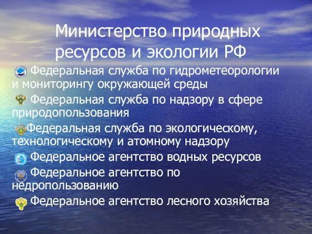 Министерство природных ресурсов и экологии РФ Федеральная служба по гидрометеорологии и