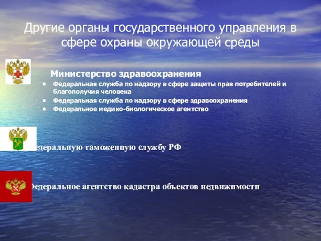 Другие органы государственного управления в сфере охраны окружающей среды Министерство здравоохранения