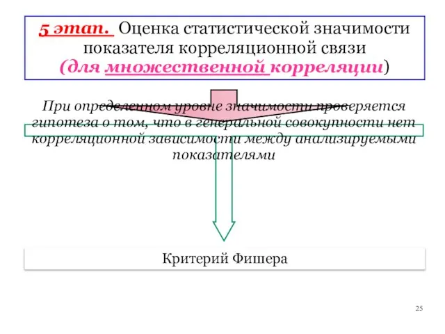 5 этап. Оценка статистической значимости показателя корреляционной связи (для множественной корреляции)