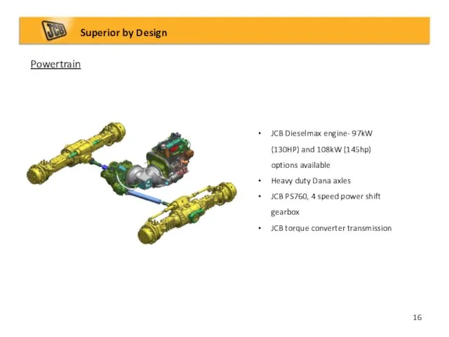 Powertrain Superior by Design 16 JCB Dieselmax engine- 97kW (130HP) and