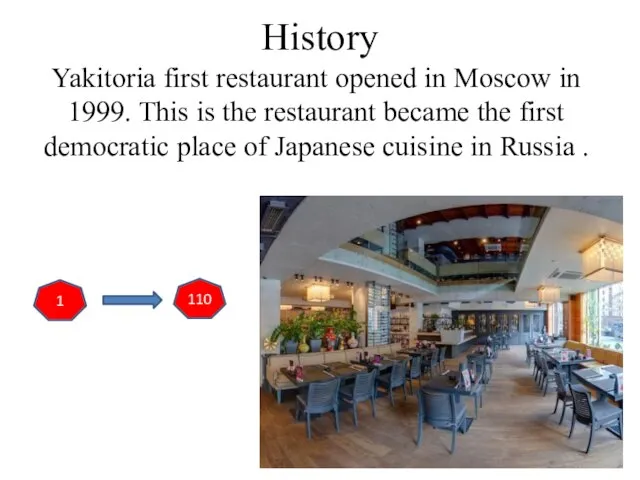 History Yakitoria first restaurant opened in Moscow in 1999. This is