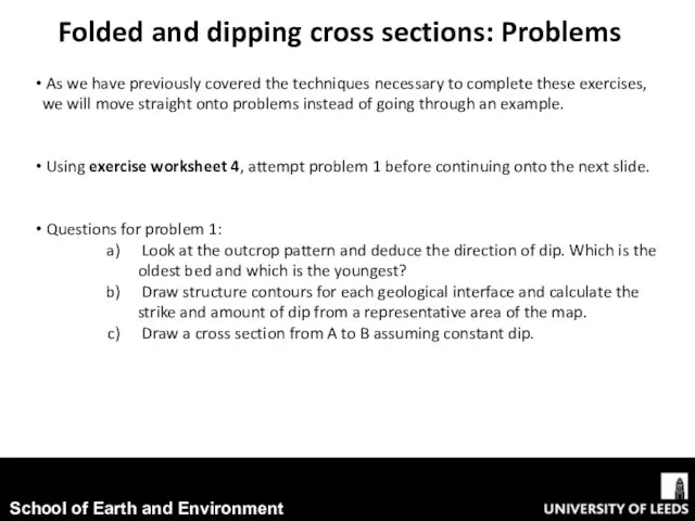 Folded and dipping cross sections: Problems As we have previously covered