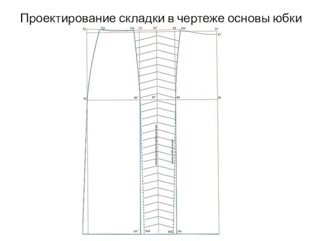 Проектирование складки в чертеже основы юбки