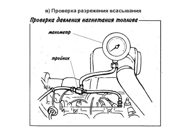 в) Проверка разрежения всасывания