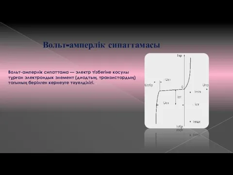 Вольт-амперлік сипаттама — электр тізбегіне косулы тұрған электрондык элемент (диодтың, транзистордың)