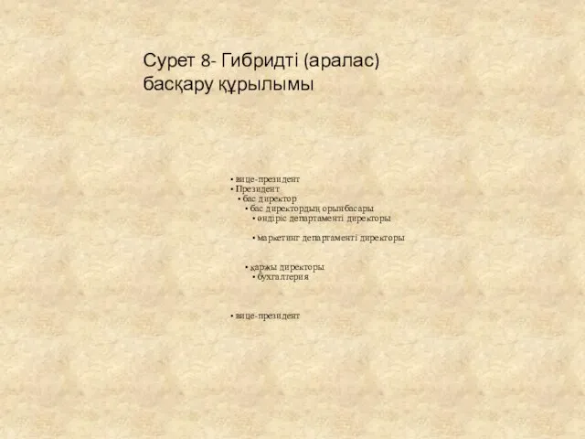 Сурет 8- Гибридті (аралас) басқару құрылымы вице-президент Президент бас директор бас