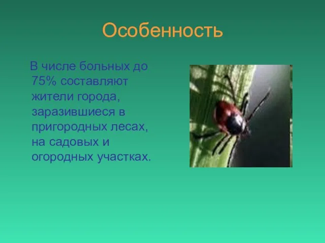 Особенность В числе больных до 75% составляют жители города, заразившиеся в