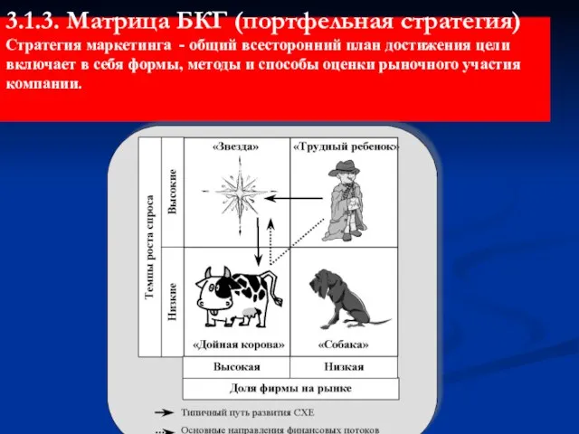 3.1.3. Матрица БКГ (портфельная стратегия) Стратегия маркетинга - общий всесторонний план