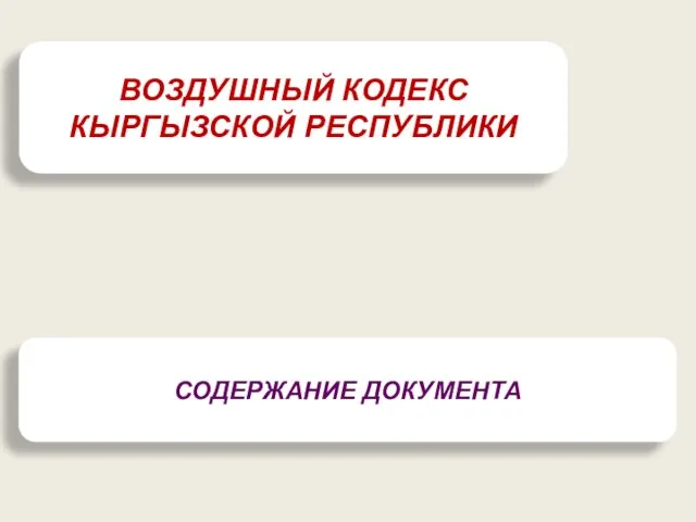 ВОЗДУШНЫЙ КОДЕКС КЫРГЫЗСКОЙ РЕСПУБЛИКИ СОДЕРЖАНИЕ ДОКУМЕНТА