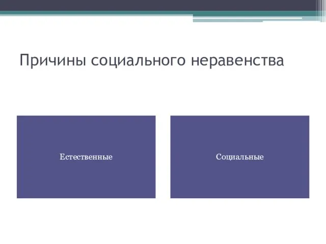 Причины социального неравенства Естественные Социальные