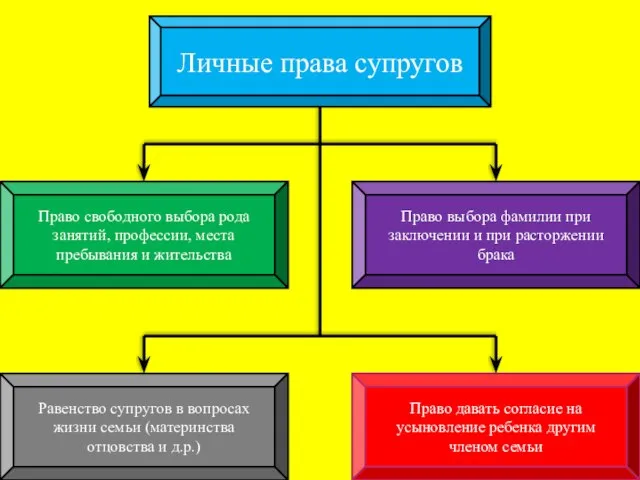 Личные права супругов Право свободного выбора рода занятий, профессии, места пребывания