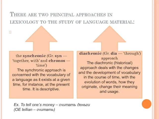 There are two principal approaches in lexicology to the study of