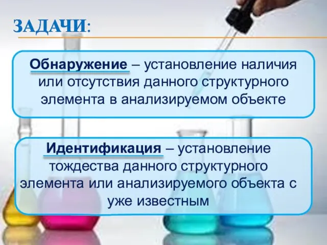 ЗАДАЧИ: Обнаружение – установление наличия или отсутствия данного структурного элемента в