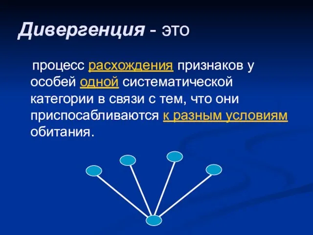 Дивергенция - это процесс расхождения признаков у особей одной систематической категории